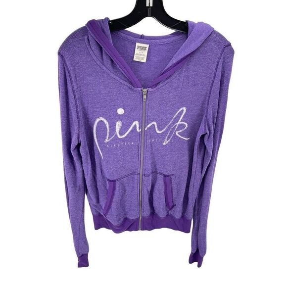 Pink Victoria's Secret Women's Full Zip Hoodie Sweatshirt Purple Size Small - Picture 1 of 9